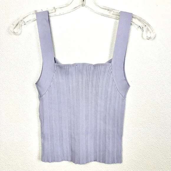 Ribbed Knit Cropped Tank Top Size L Dynamite | ’90s Minimalist City Chic Stretch - Picture 8 of 11